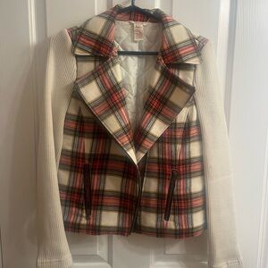 Sundance Mixed Media Plaid Moto Jacket in Size 4